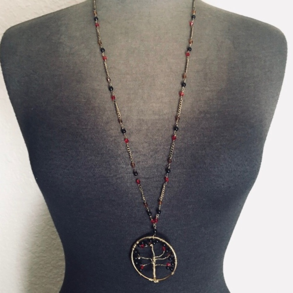 Tree of Life Beaded Wire Necklace